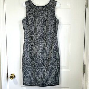 Tahari Mid Length Sleeveless Sheath Cocktail Dress Black Lace Size 8
